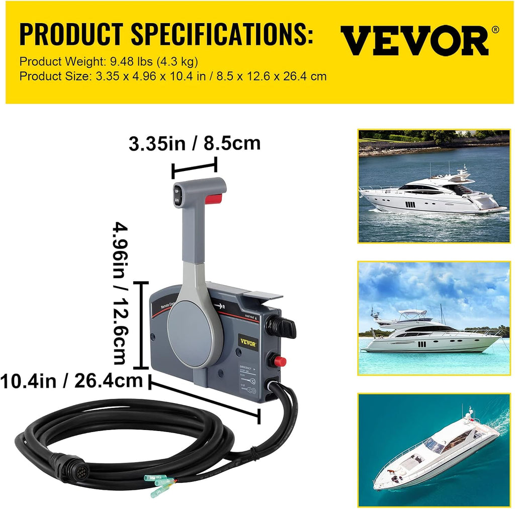 Outboard Remote Control Box Side Mount 10 Pin Cable 19.6 Feet Harness H5675