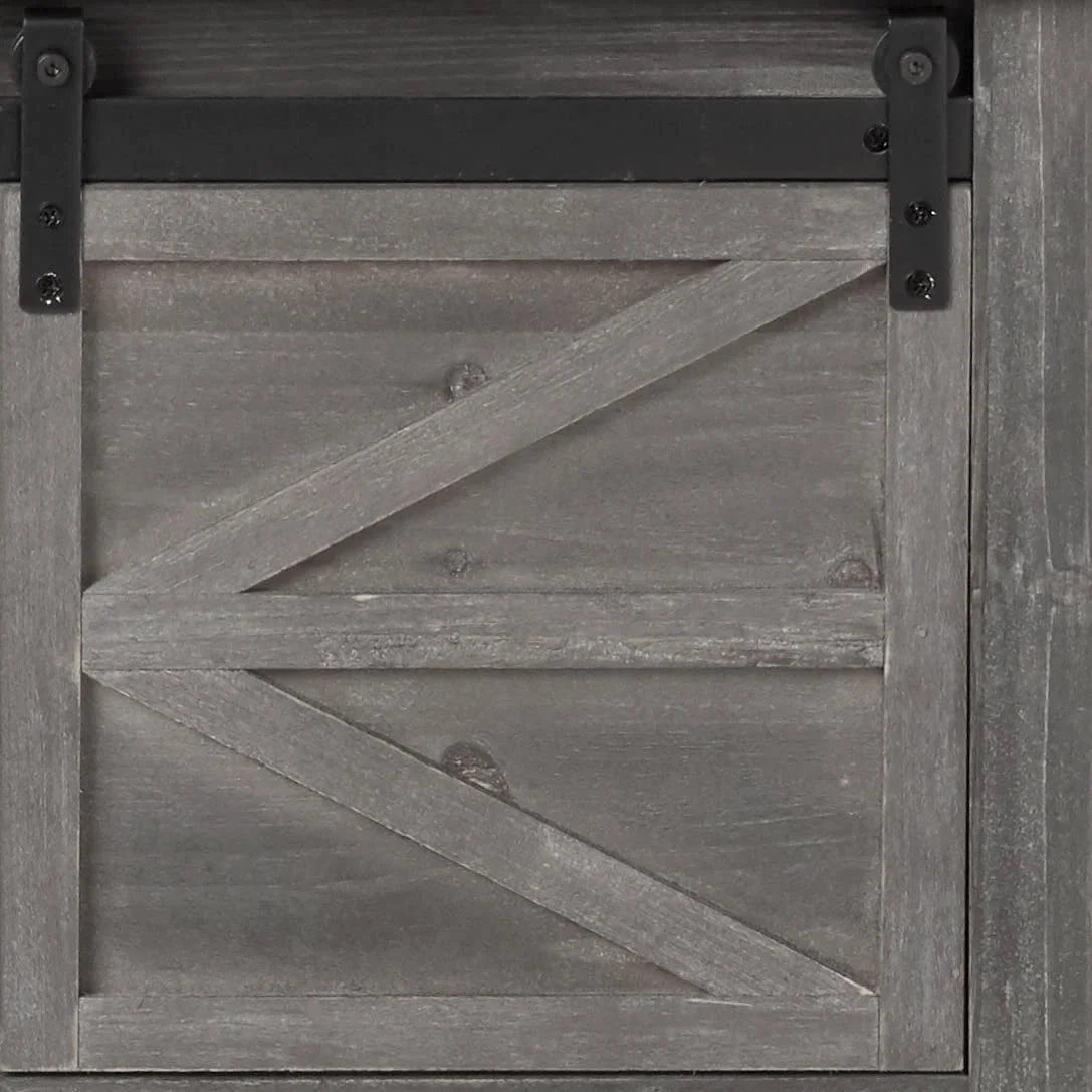 Antique Farmhouse Console Table with Sliding Barn Doors and Bottom Storage Shelf, Gray H663612