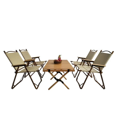 Foldable Portable Dining Set with 1 Table & 4 Chairs Z3572