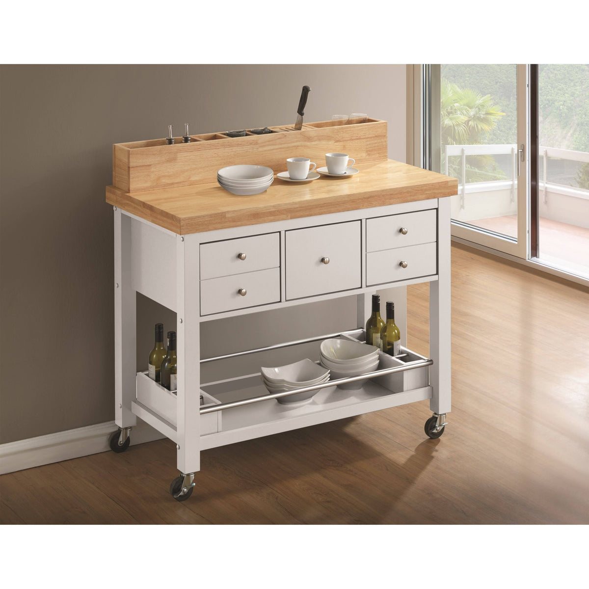 Natural/White Kitchen Cart W375