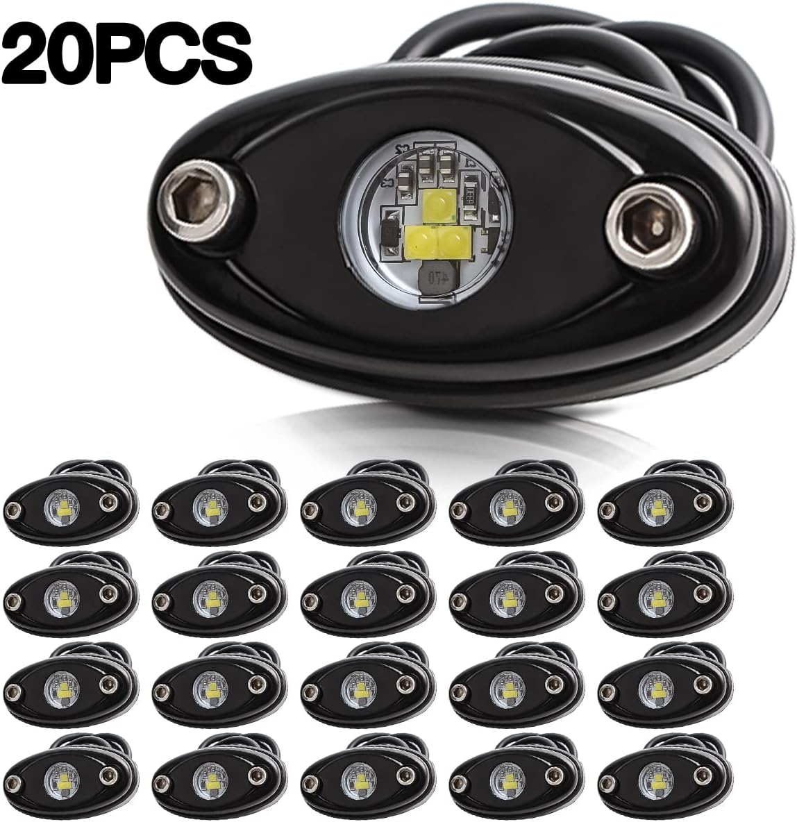 White LED Rock Lights 20PCS Waterproof I891