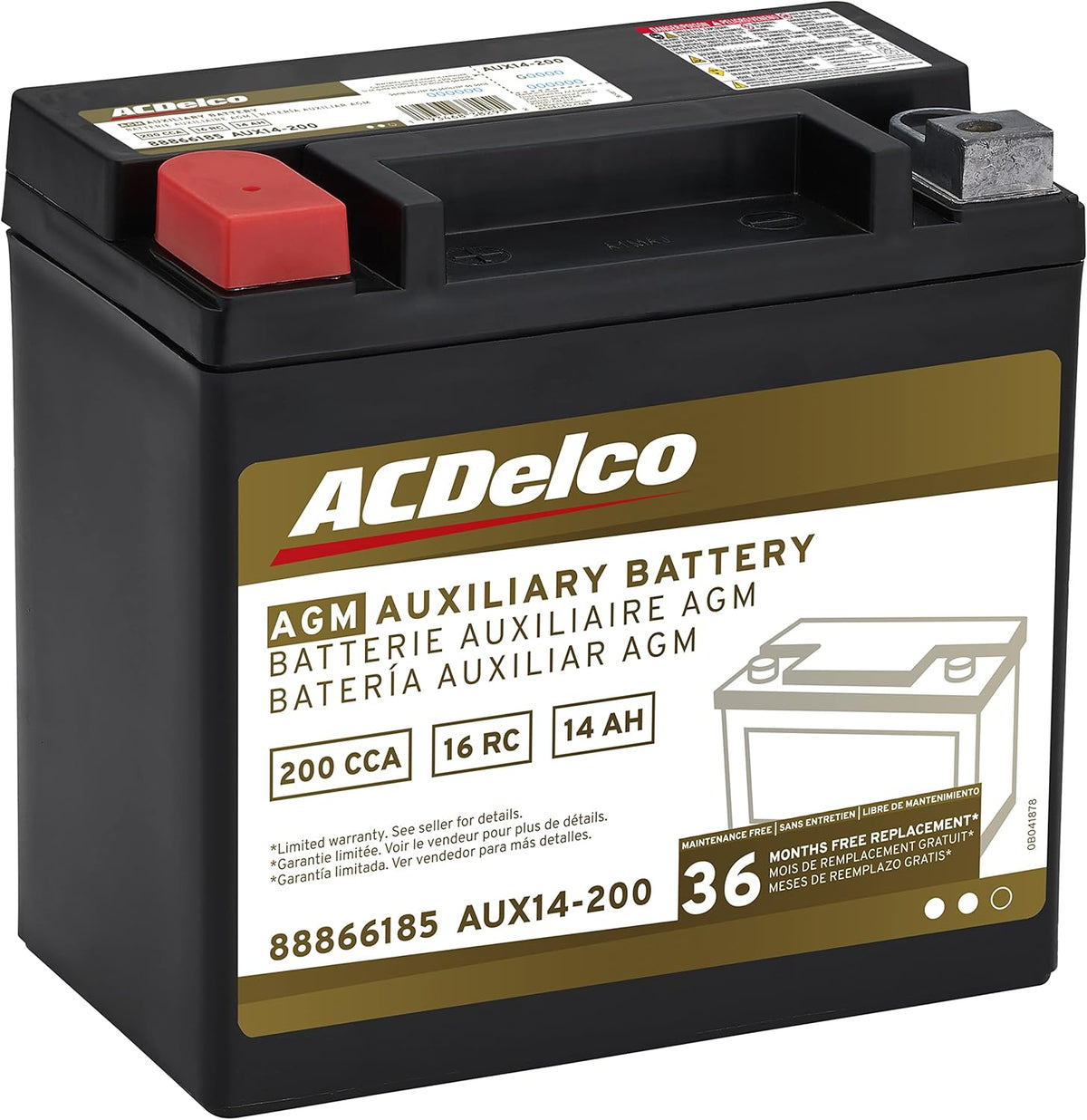 36 Month Warranty Auxiliary AGM 200 CCA Battery Z1804