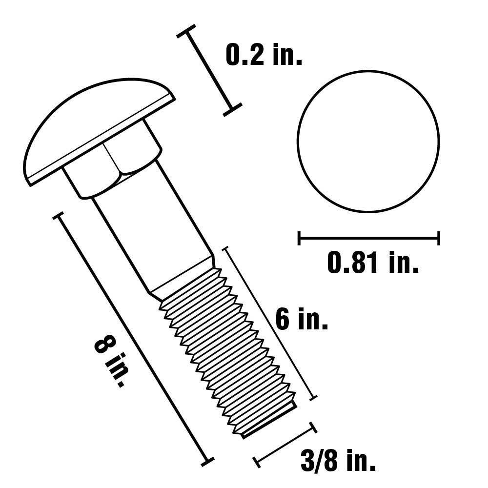 3/8 in.-16 x 8 in. Galvanized Carriage Bolt (25-Pack) V28794