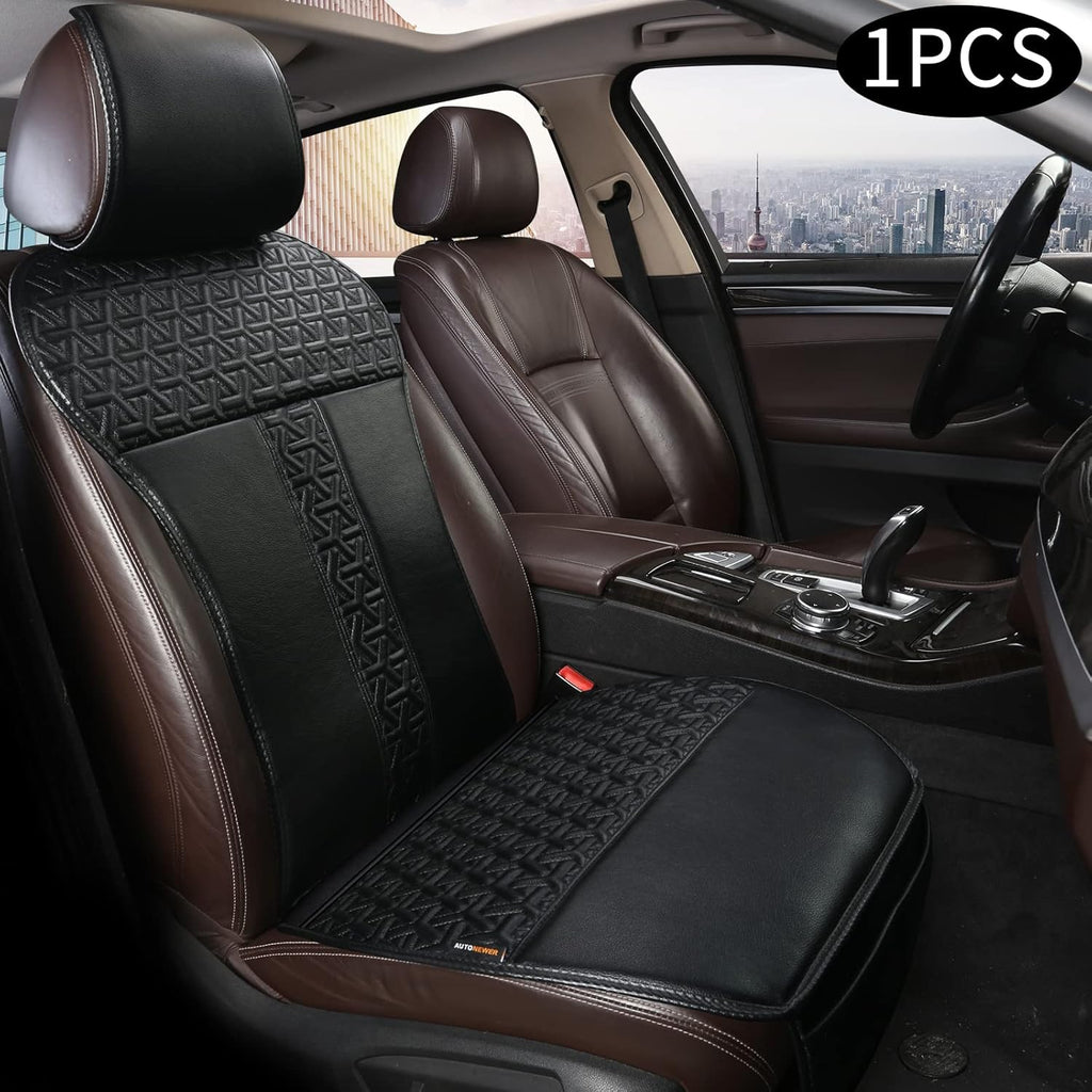 Black PU Leather Car Seat Covers Front Seats Only, 2PCS W666718
