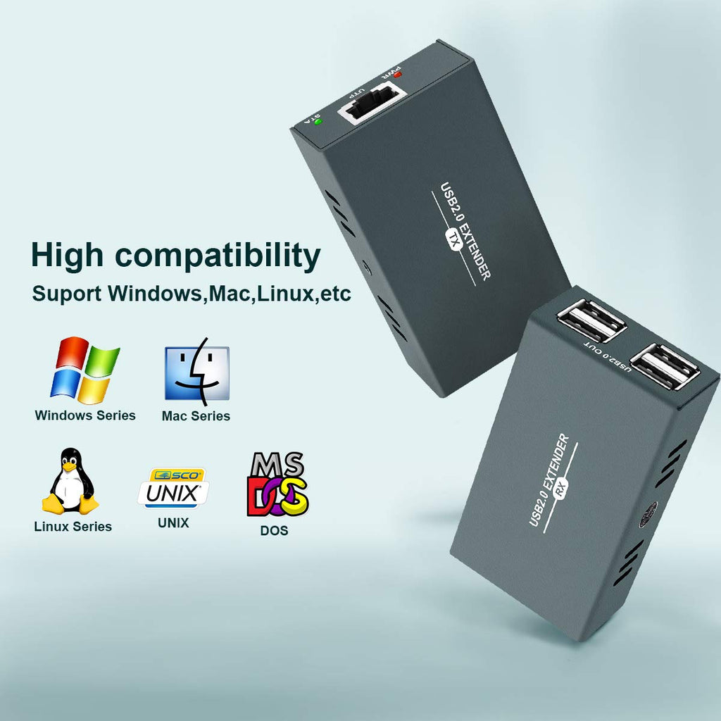 USB Extender Kit with 4 USB 2.0 Hub Over Ethernet Up to 165ft G5712
