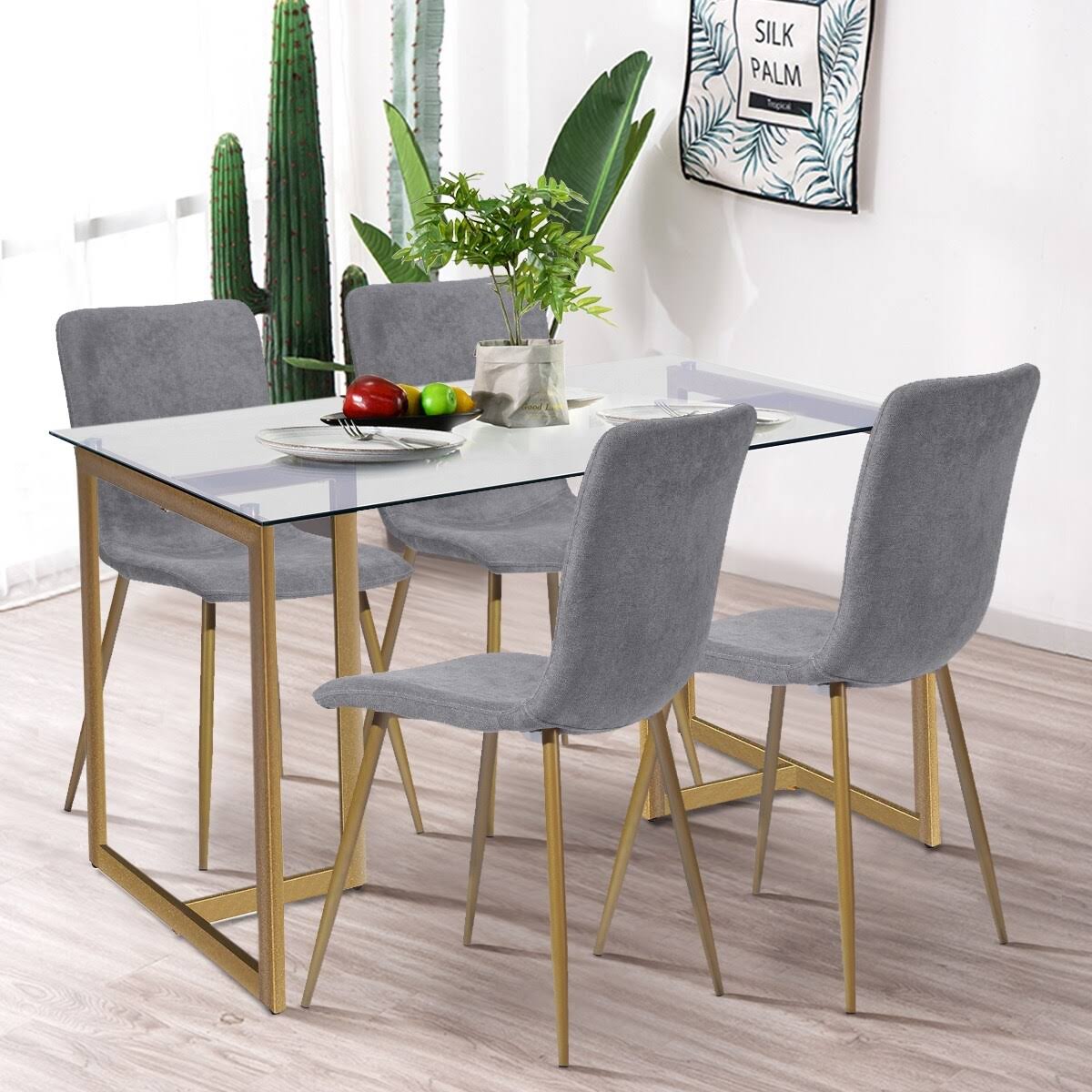 Dark Grey Upholstered Dining Chair (Set of 4) E57953