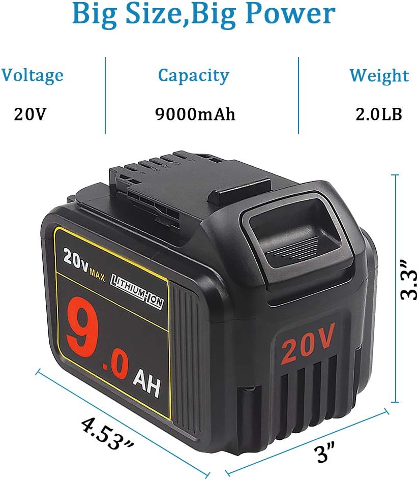 2 Pack 20V 9.0Ah Replacement Battery with Digital Indicator O486