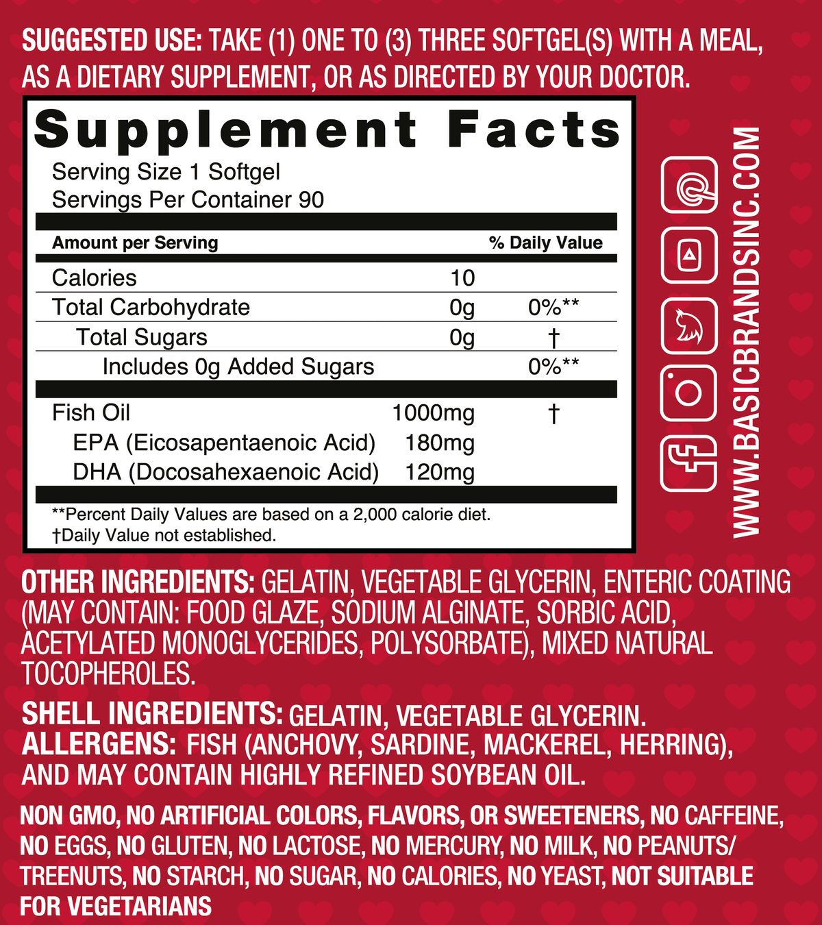 Omega-3 Fish Oil 1000 mg 90 Count Pack of 2 I53048