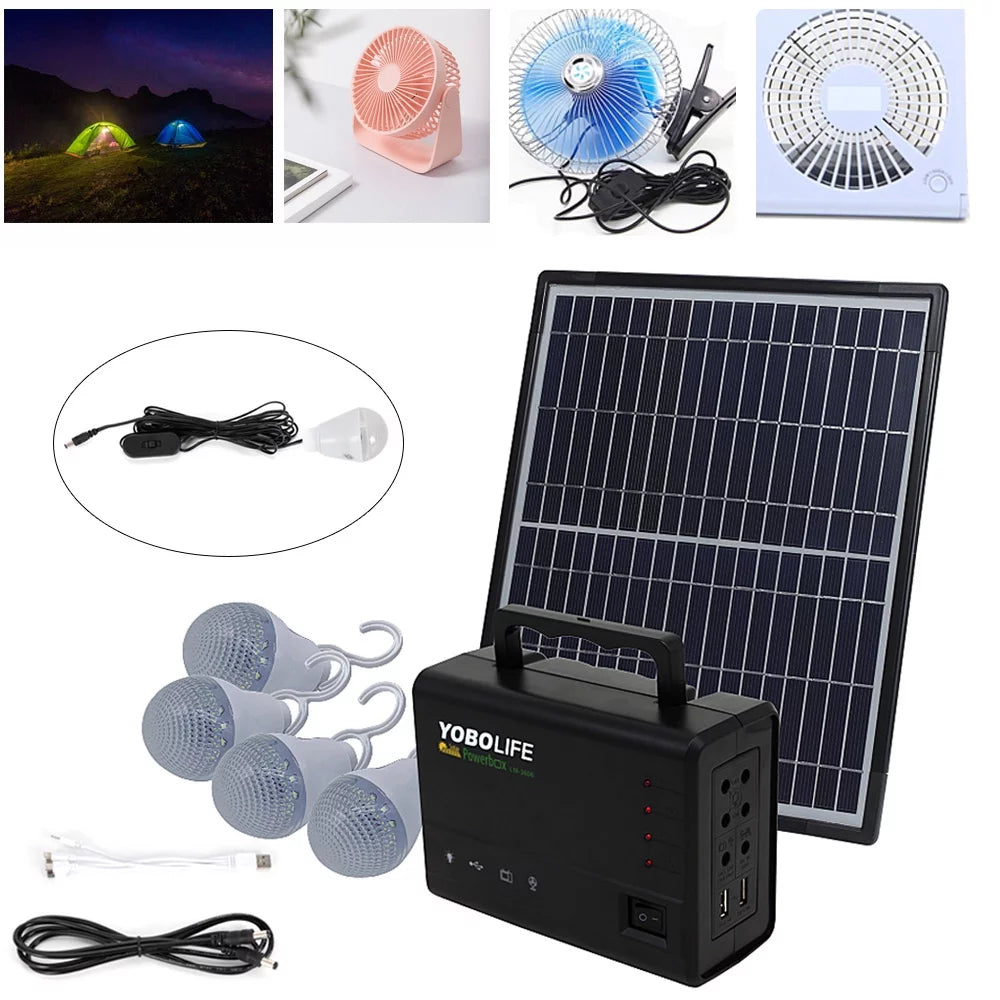 Portable Solar Panel Power Generator Kit with 4 LED I626202