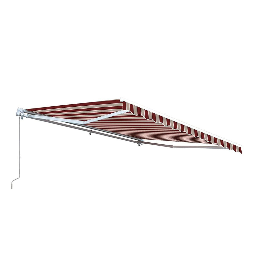 Retractable Motorized Patio Awning, 20 x 10, Multi Stripe Red T31084