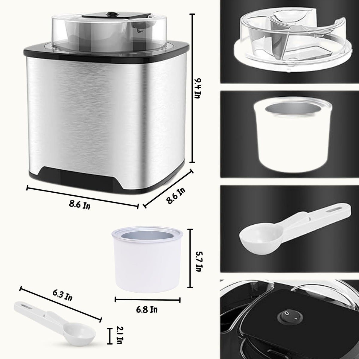 2-Qt Soft Serve Ice Cream Machine with Ice Cream Scooper A213363