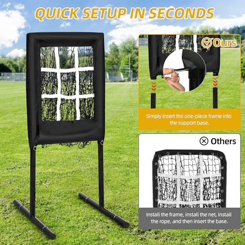 Heavy Duty 9 Hole Baseball Softball Pitching Net with Carry Bag H7446