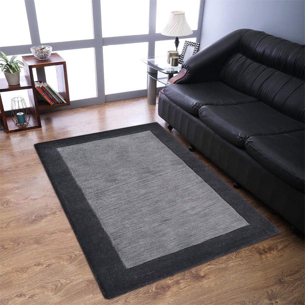 Hand Tufted Wool 9'x12' Charcoal Black Area Rug F50941