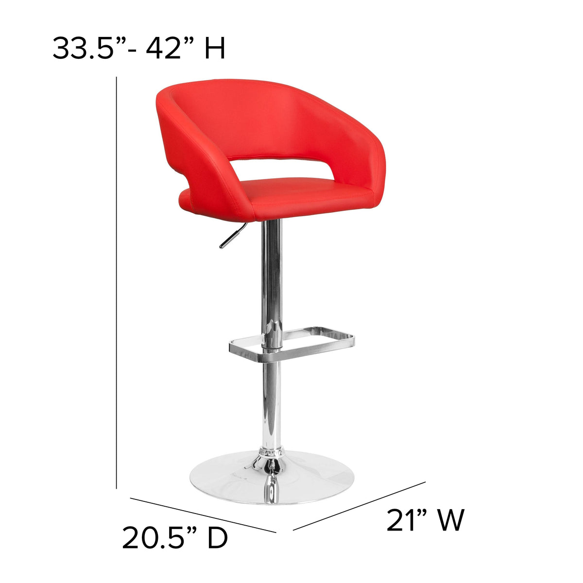 Chrome Base Adjustable Height Bar Stool (Grey Fabric) Q468784