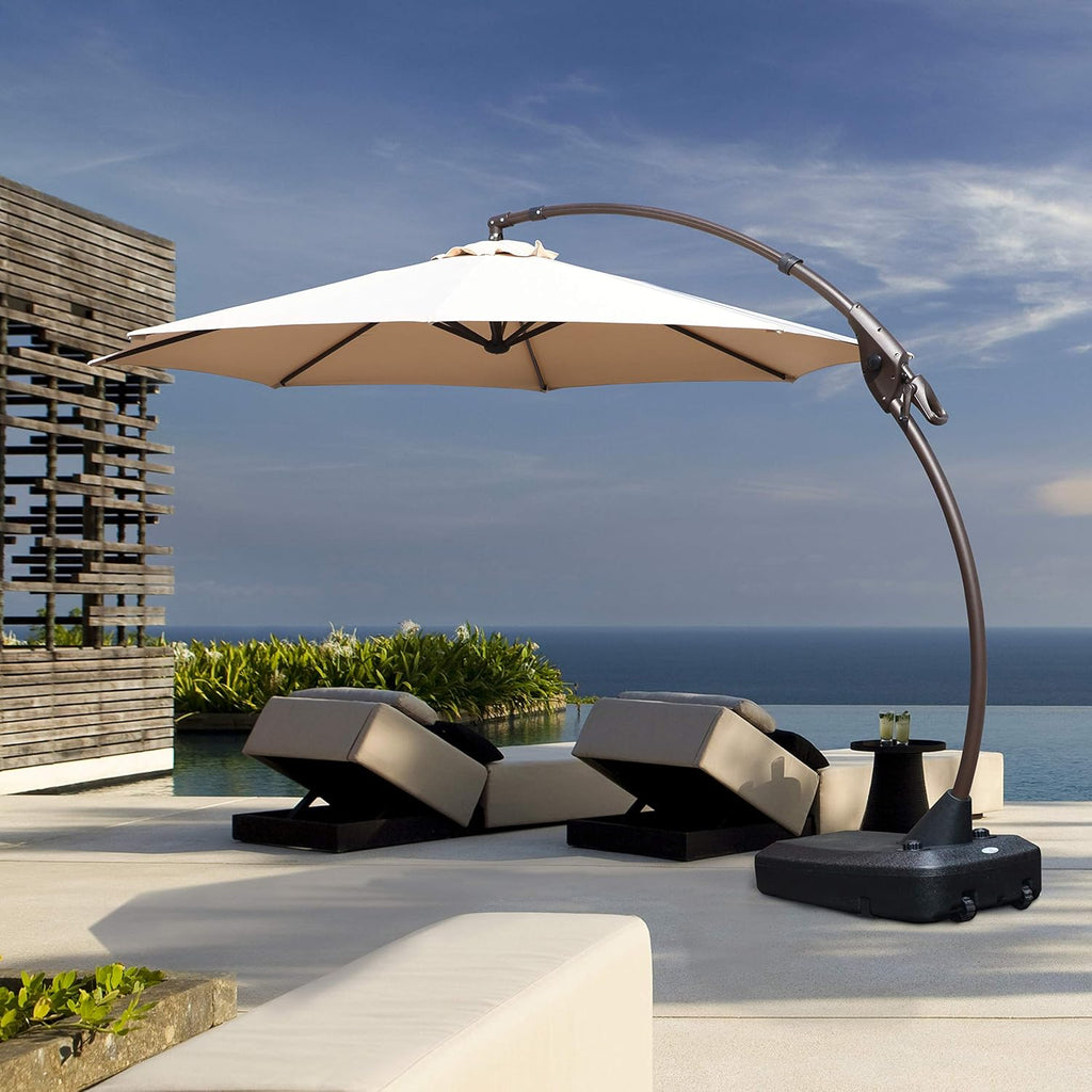 11 FT Curvy Aluminum Offset Umbrella with Base Z69424