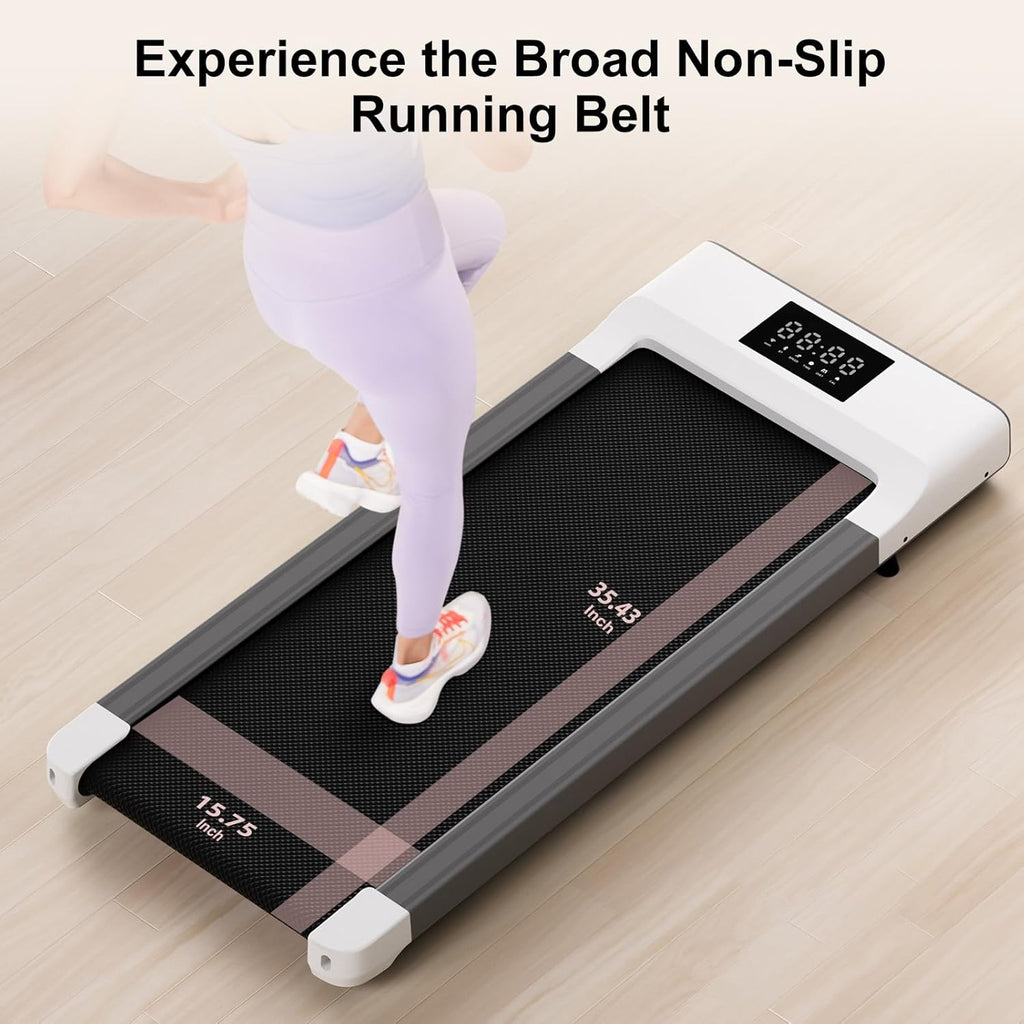 White Portable Walking Treadmill with Remote Control LED Display U78321