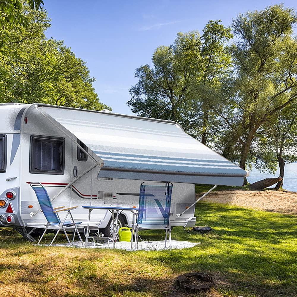 Blue Vinyl RV Awning Fabric Replacement 16' M1186