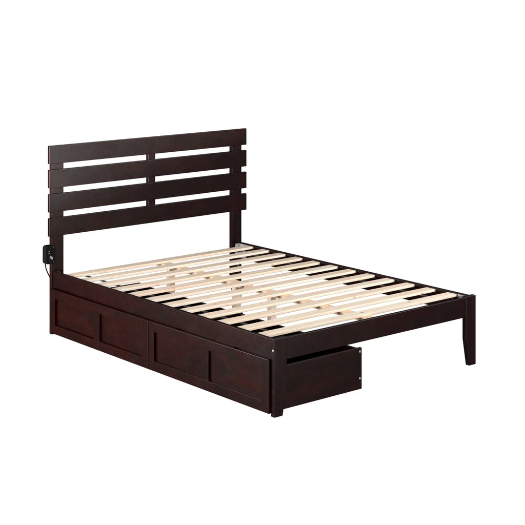 Modern Wood Full Bed with 2 Drawers Y7247