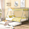 Twin Over Full Metal Bunk Beds with Trundle Bed and Side Ladders L711