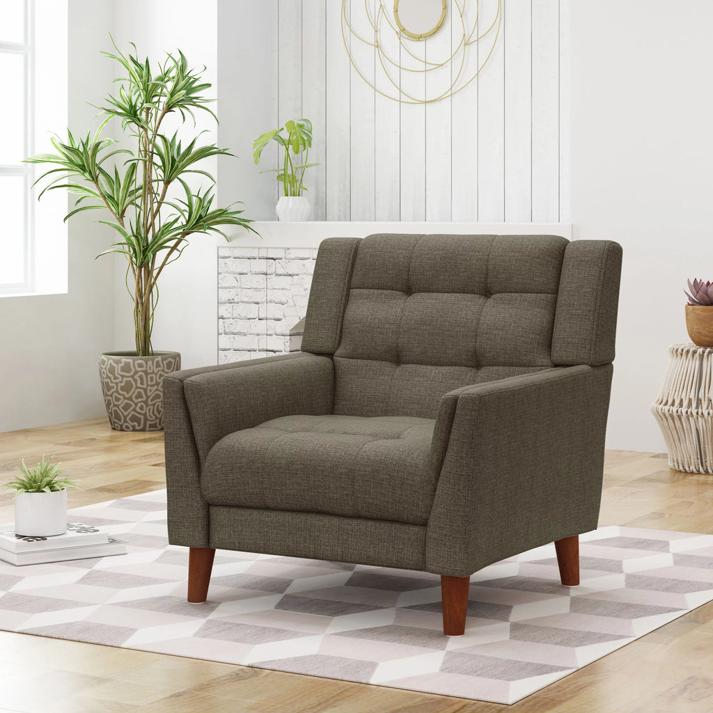 Mocha Tufted Fabric Arm Chair K8225