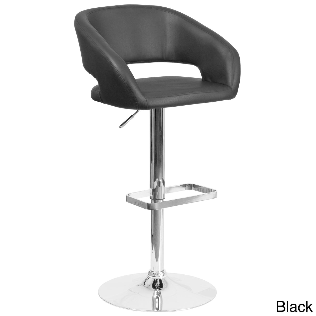 Chrome Base Adjustable Height Bar Stool (Grey Fabric) Q468784