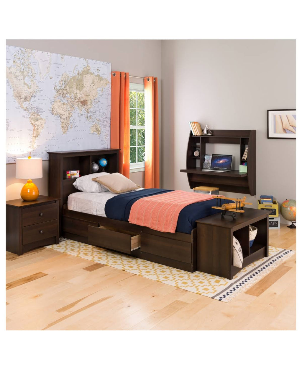 Black Twin Bookcase Headboard C2900
