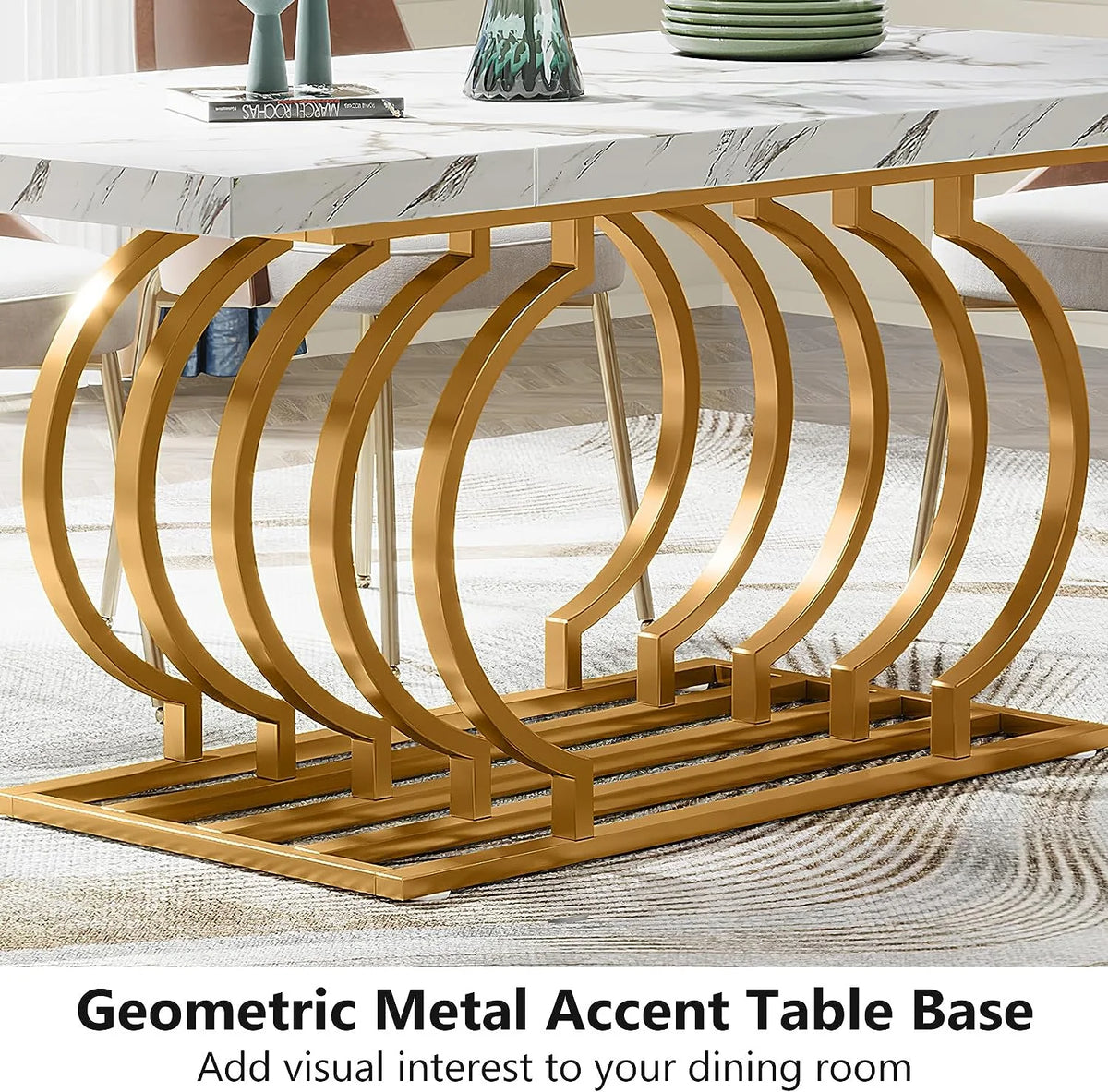 63 inch Gold Rectangular Dining Table H653703
