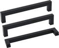 10 Pack Black Square Bar Cabinet Pull Drawer Handle Stainless Steel, Center to Center 6-1/4in (160mm) X7122