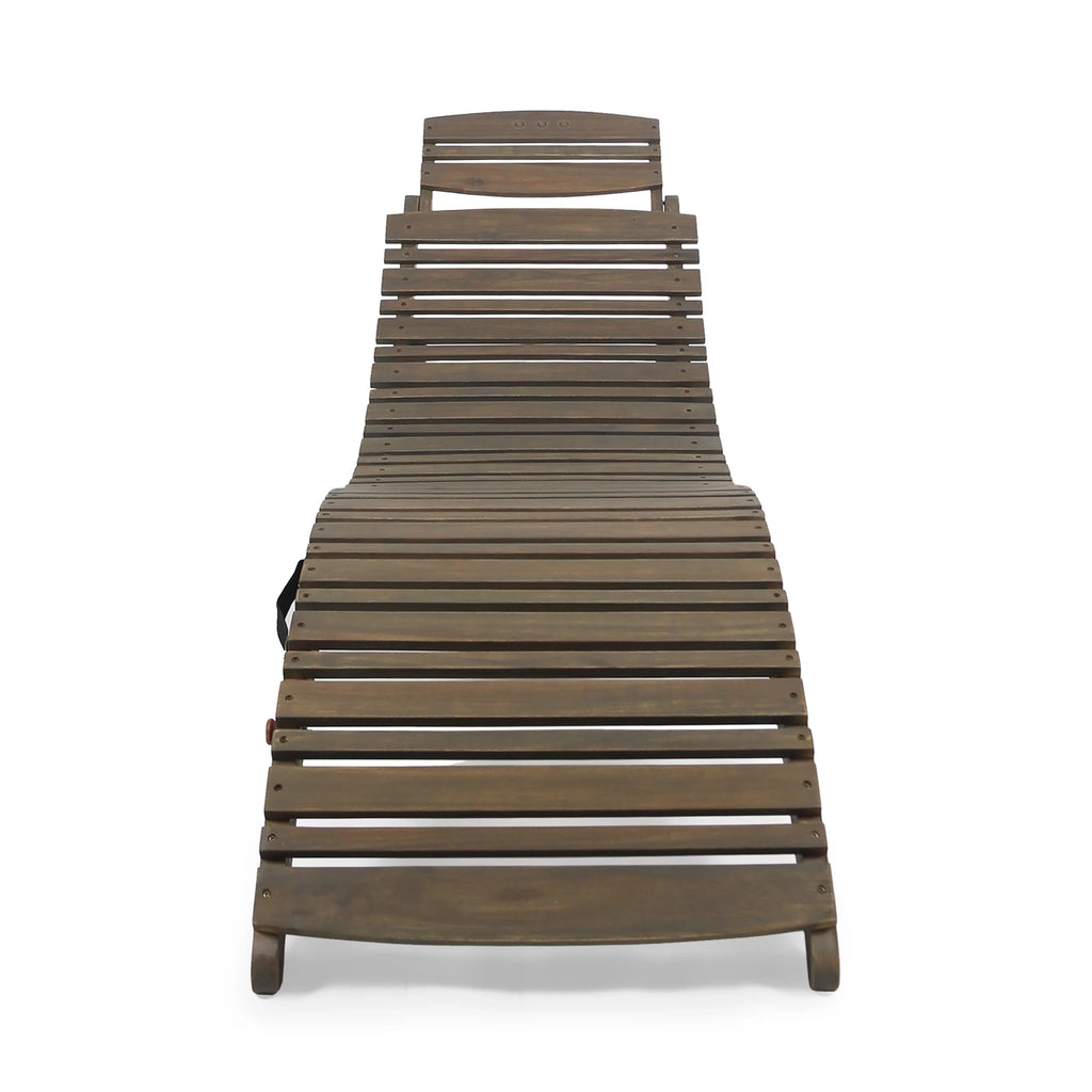 Gray Acacia Wood Outdoor Chaise Lounge Set of 2 N6001