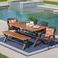 6-Piece Wicker Wood Outdoor Dining Set A277