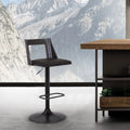 Black Faux Leather Wood Swivel Bar Stool T9623