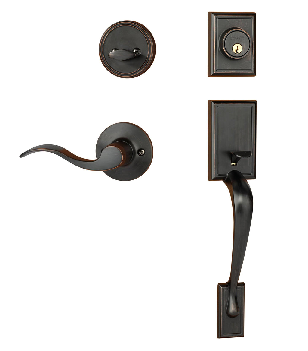 Aged Oil Rubbed Bronze Front Door Handleset M600439