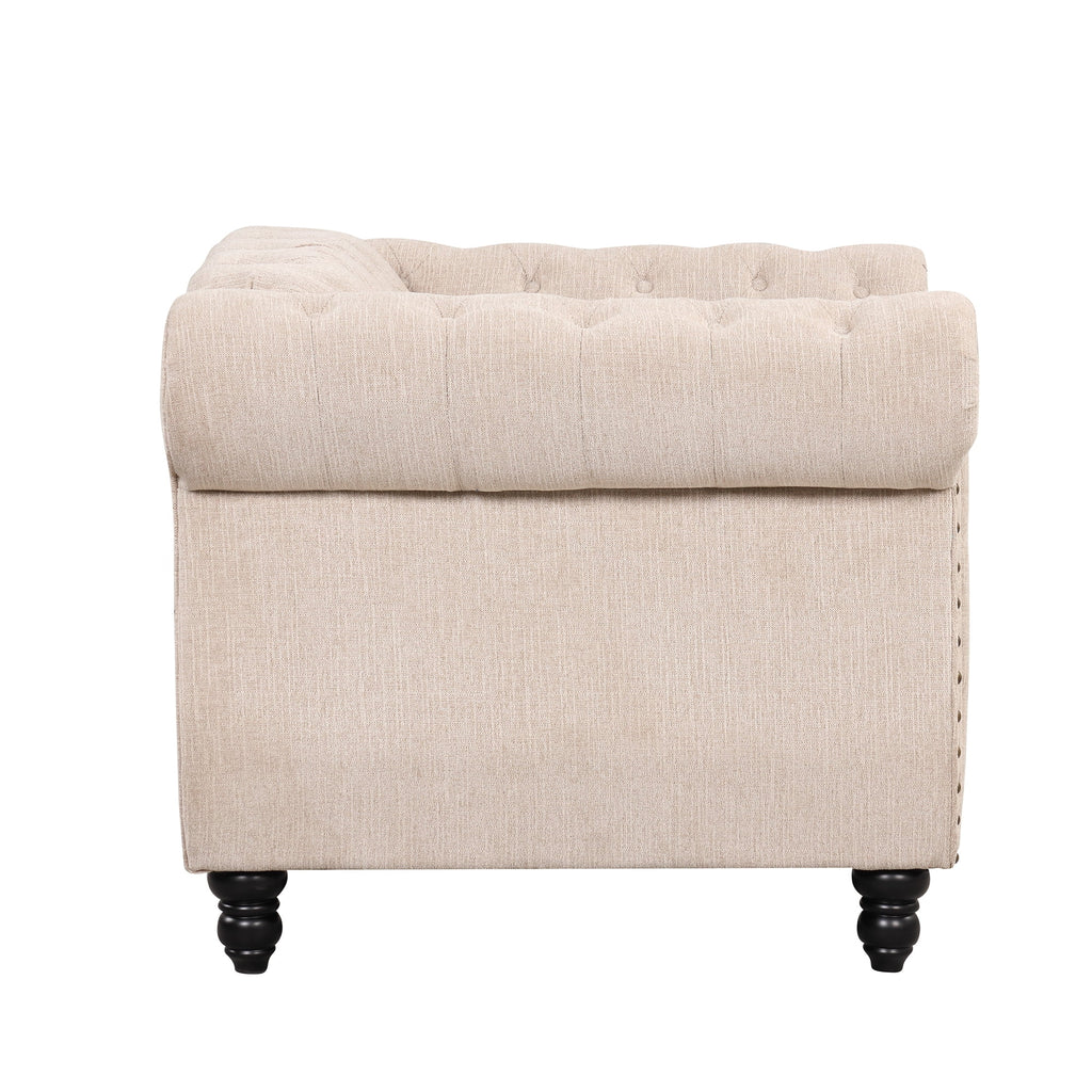 Beige Plush Upholstered Sofa with Solid Wood Legs Z86644