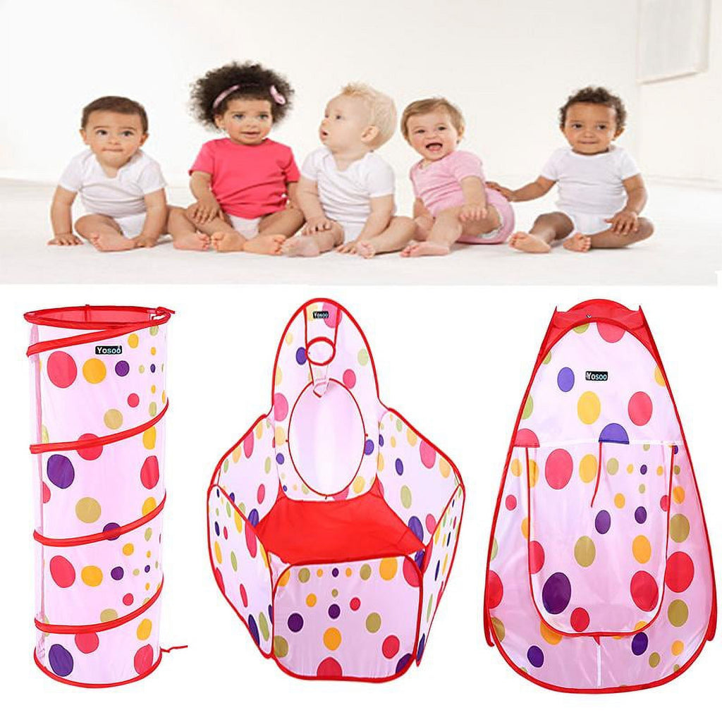 3 in 1 Kids Play Tent with Tunnel and Ball Pit A49874