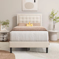 Pink Velvet Upholstered Platform Bed Frame Twin Size K100