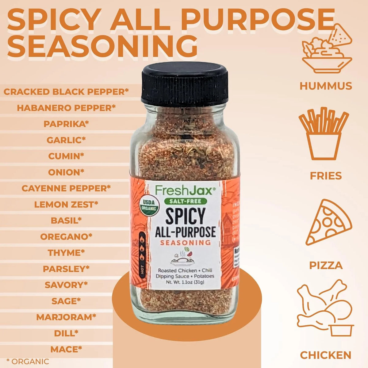 Pack of 5 Organic Hot & Spicy Seasoning Set X9206