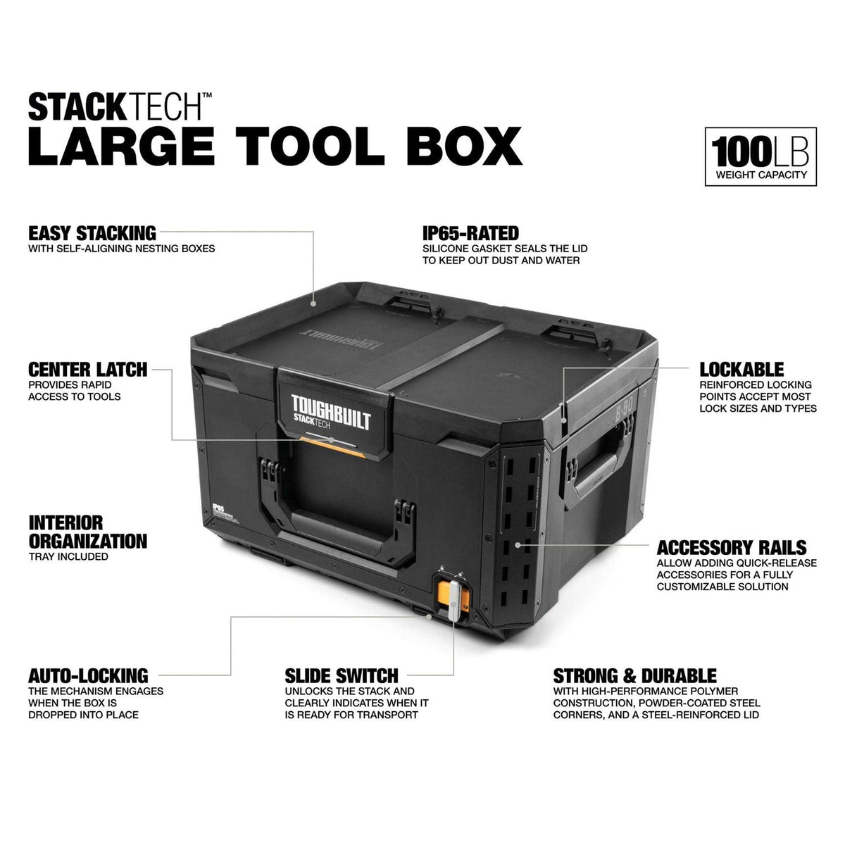 Large 21-in Black Plastic Lockable Tool Box X27094