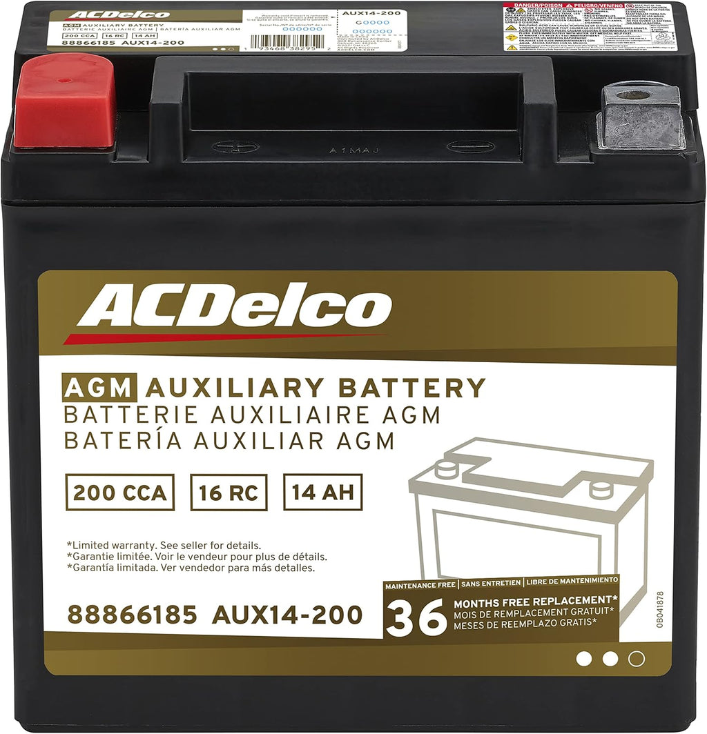 36 Month Warranty Auxiliary AGM 200 CCA Battery Z1804