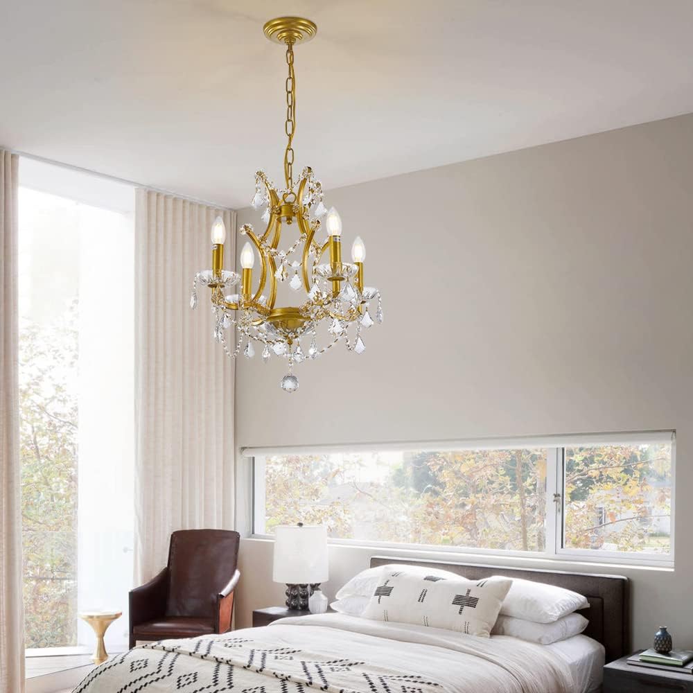 4-Light Gold Crystal Chandelier Y6243
