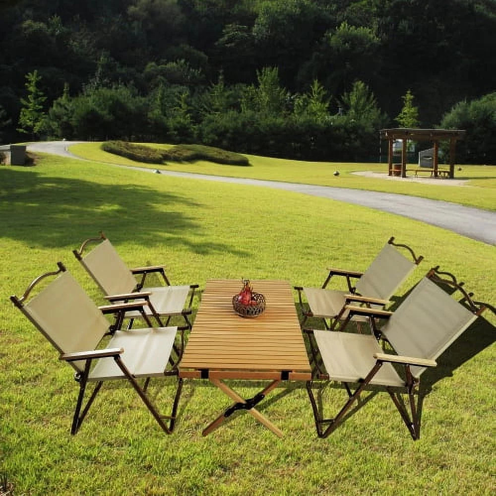 Foldable Portable Dining Set with 1 Table & 4 Chairs Z3572