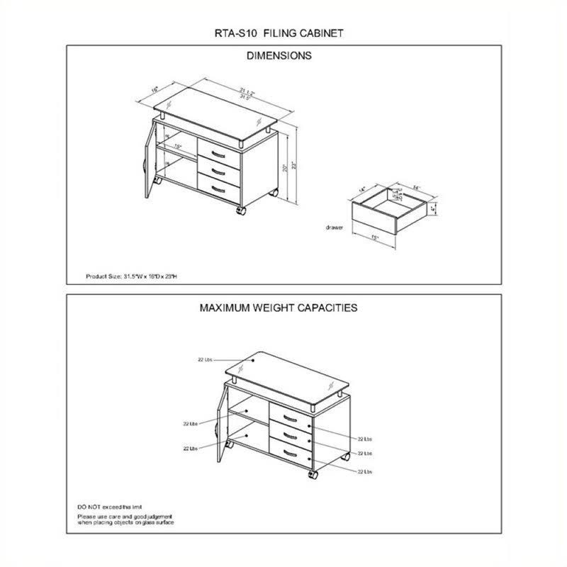 3 Drawer Wood Storage Cabinet in Graphite N25800