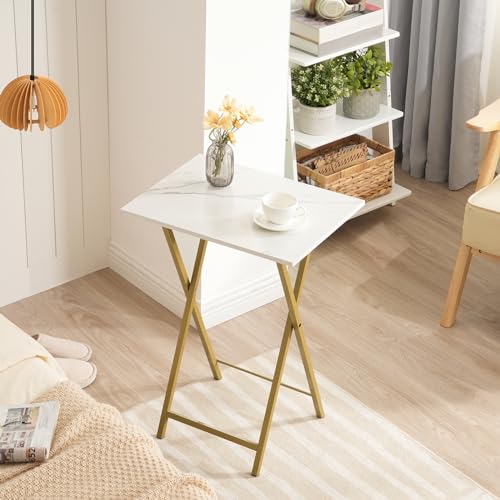 Folding TV Tray Tables Set of 4 with Storage Rack K68595