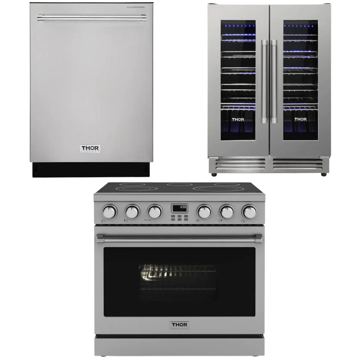 36 Electric Range, Dishwasher and Wine Cooler G586