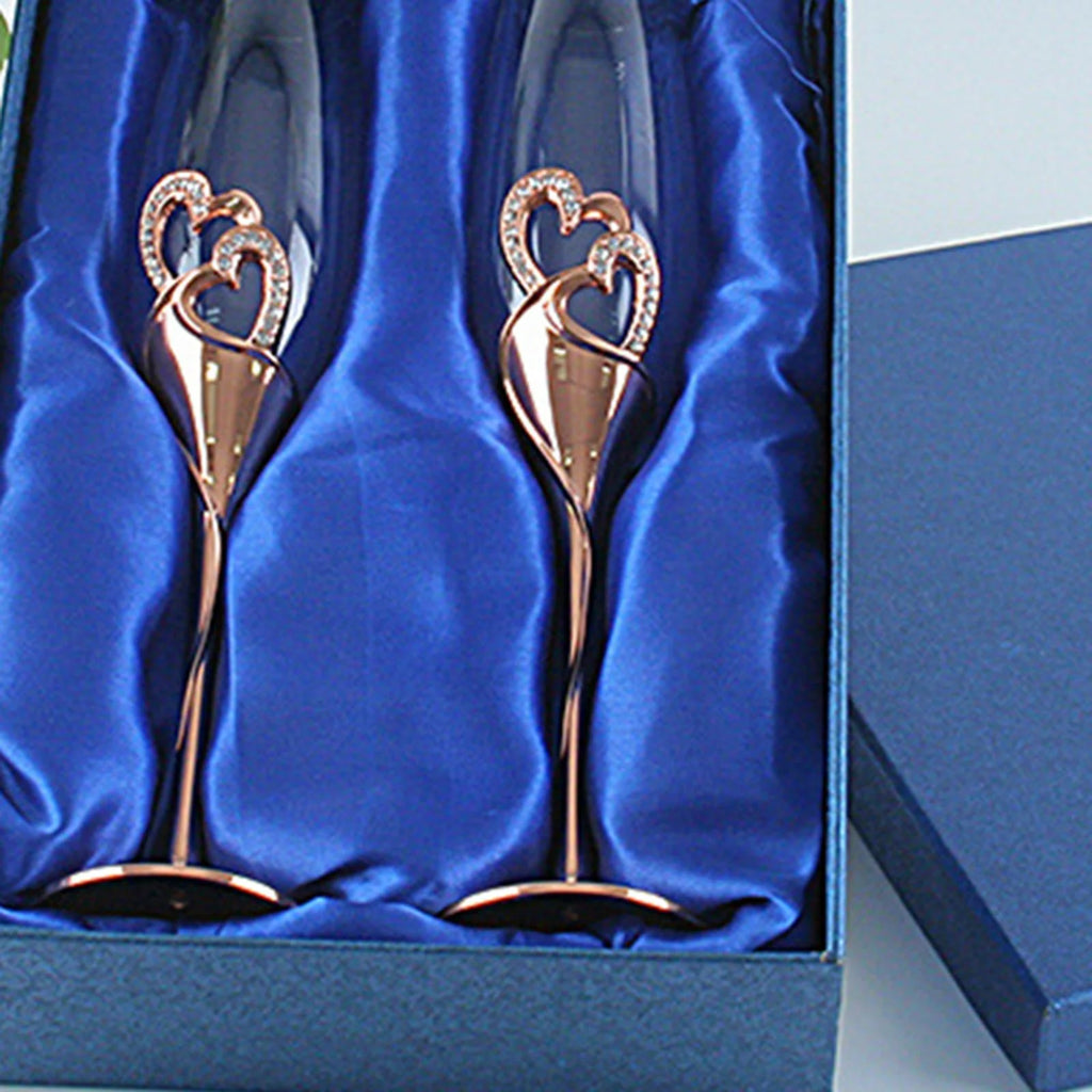 Champagne Flutes Glass Set of 2 Hand Blown Crystal I783246