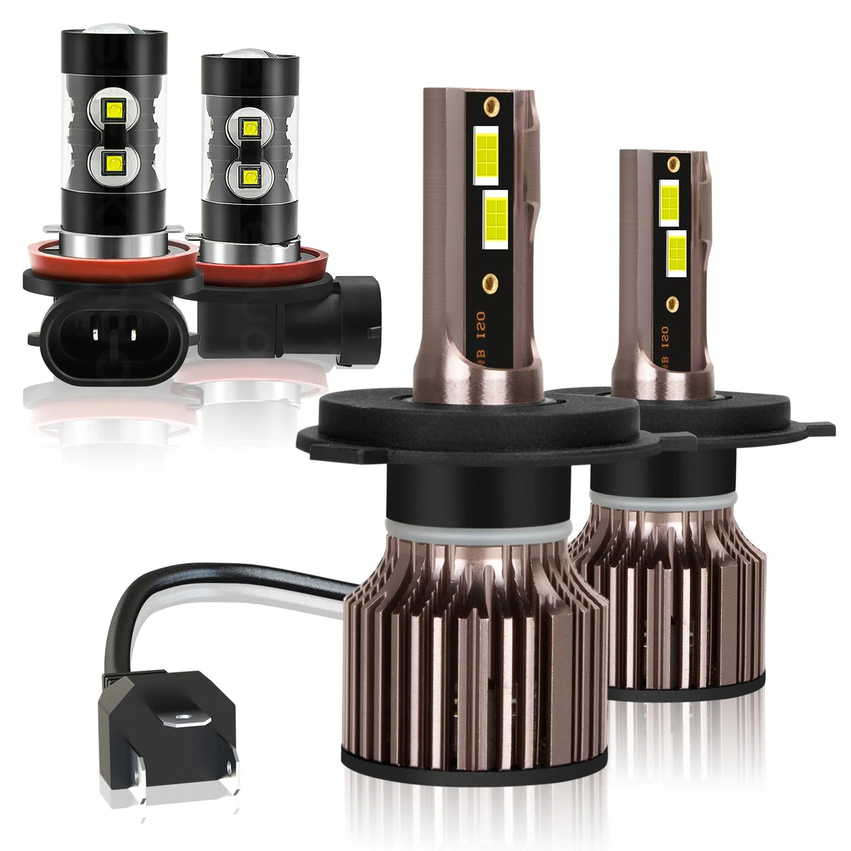 9003 H11 LED Headlight Fog Light Bulbs 6500K Cool White Pack of 4 R23504