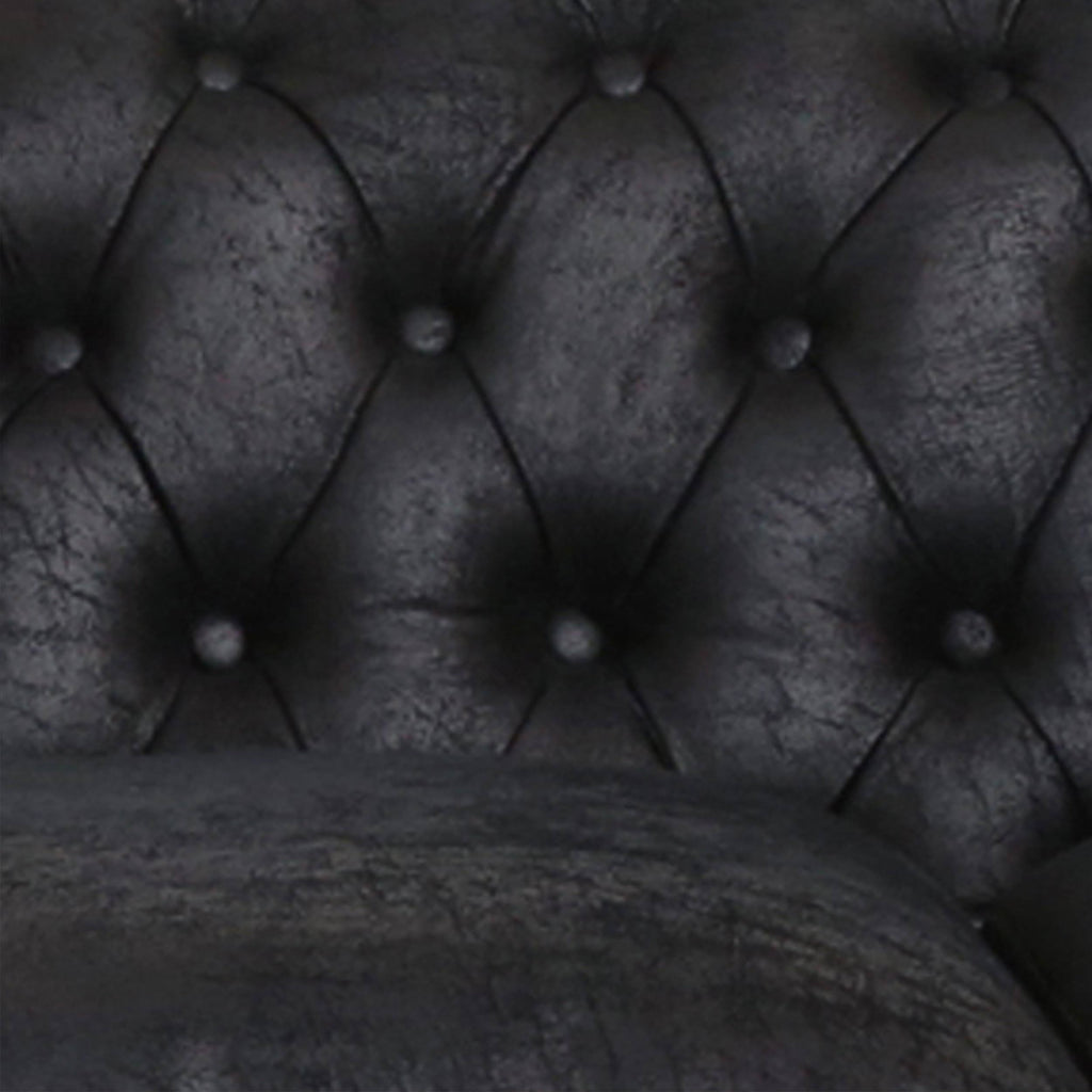 Navy Blue Tufted Microfiber Sofa with Scroll Arms S431922