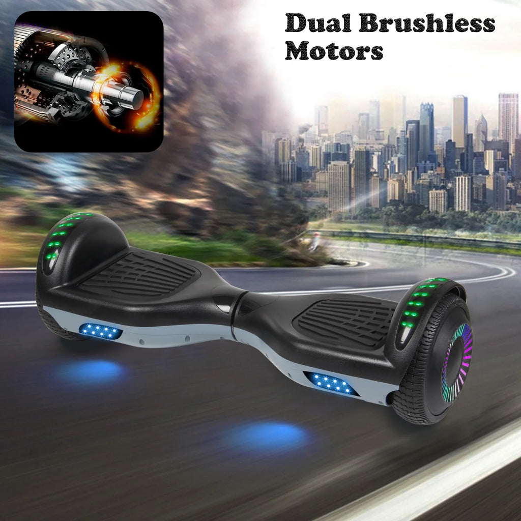 6.5 In. All Terrain Self Balancing Hoverboard with Bluetooth Speaker and LED Lights, Black Gray M1621