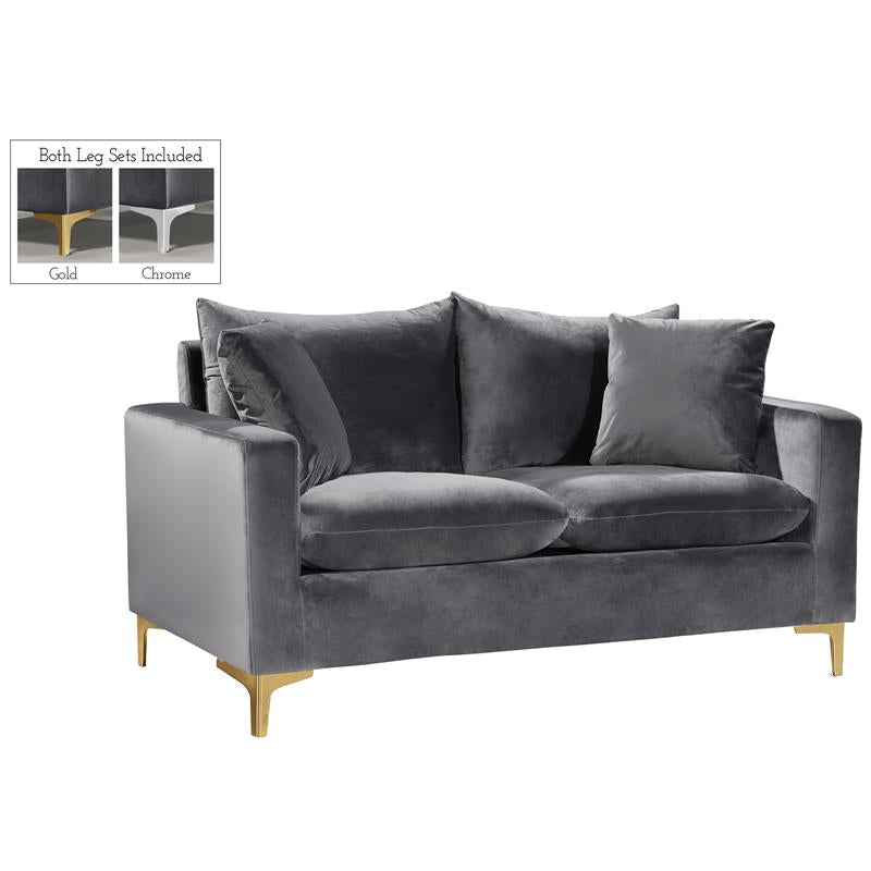 Gray Velvet 3-Piece Sofa Set E16628