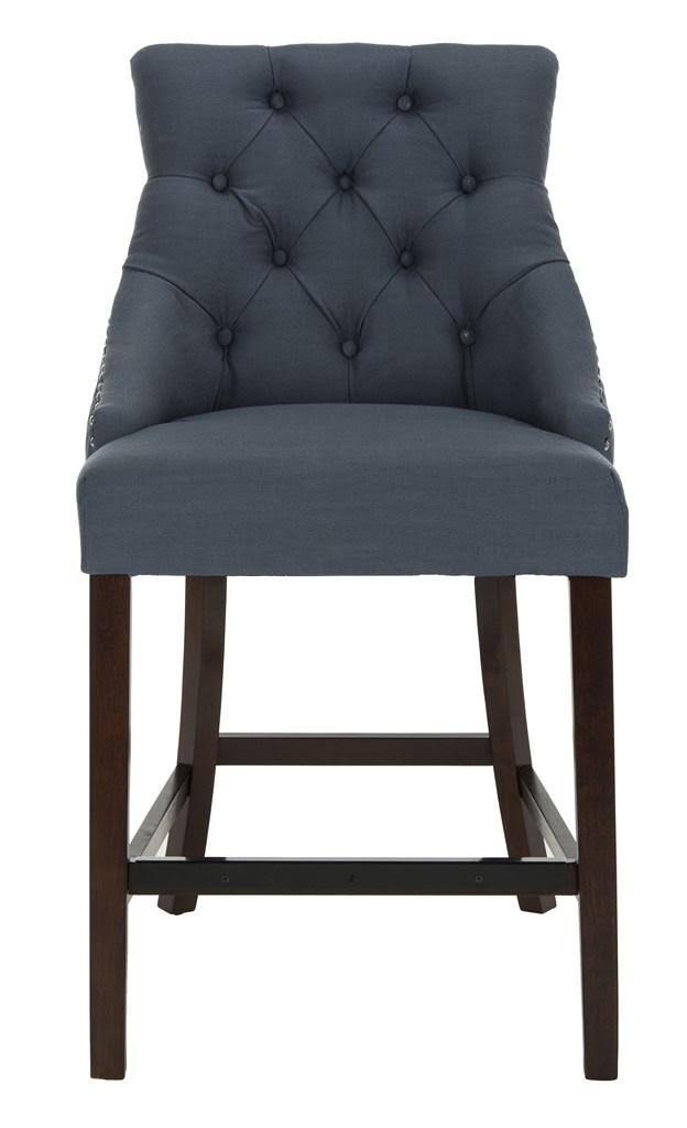 Navy Tufted Wing Back Counter Stool Q317