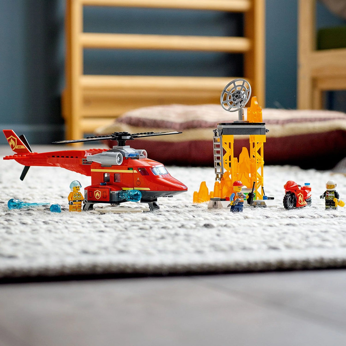 Fire Rescue Helicopter Building Toy and Playset 212 Pieces Y773